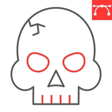 Skull color line icon, video games and death, horror game sign vector graphics イラスト素材