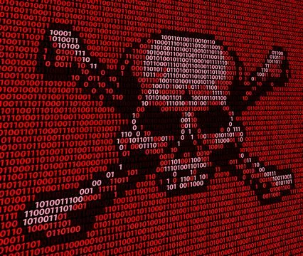 Skull Computer Cyber Attack Hacker Virus Concept Illustrazione stock