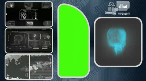 Skull - Computer Scanning - Human detector - World - grey 01 Video stock 62882069