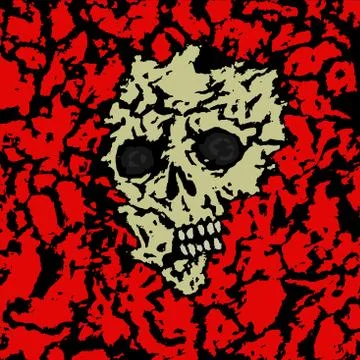 Skull covered with ground. Vector illustration. Stock Illustration