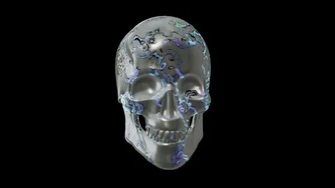 Skull Covered in Particles Stock Footage 248742538