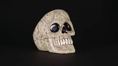 Skull covered in smoke on a dark background. Stock Footage 83391490