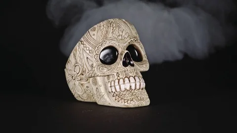 Skull covered in smoke on a dark background. Stock Footage 83391504