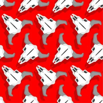 Skull cow pattern seamless. Skeleton head of bull background. vector texture Stock Illustration