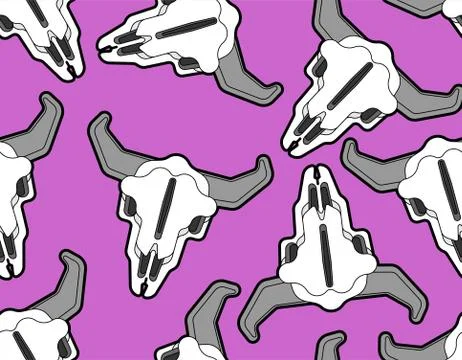 Skull cow pattern seamless. Skeleton head of bull background. vector texture Illustrazione stock