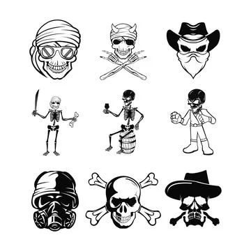 Skull cross bone vector pirate icon logo Halloween ghost Illustrazione stock