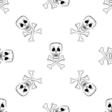 Skull Cross Bones Seamless Pattern Skull Cross Bones Seamless Pattern. Sku... Stock Photos