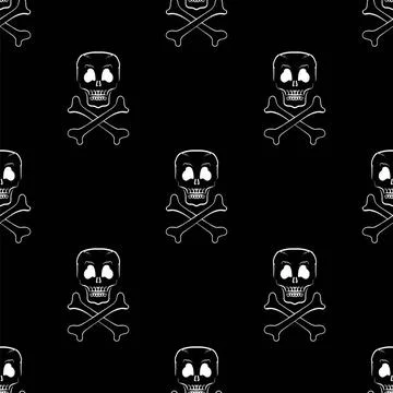 Skull Cross Bones Seamless Pattern Skull Cross Bones Seamless Pattern. Sku... Stock Photos