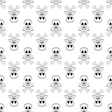 Skull Cross Bones Seamless Pattern Skull Cross Bones Seamless Pattern. Sku... Stock Photos
