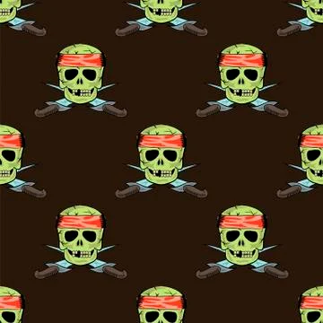 Skull Cross sharp Dagger Seamless Pattern 스톡 일러스트