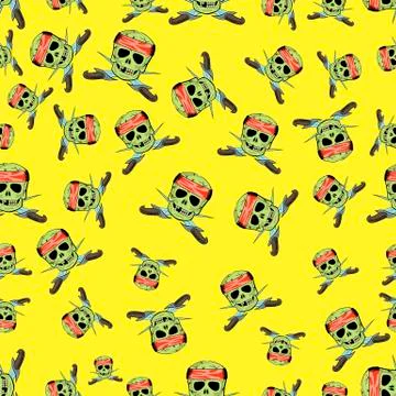 Skull Cross Sharp Dagger Seamless Pattern Stock Illustration