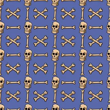 Skull Crossbone Seamless Pattern Stock Illustration