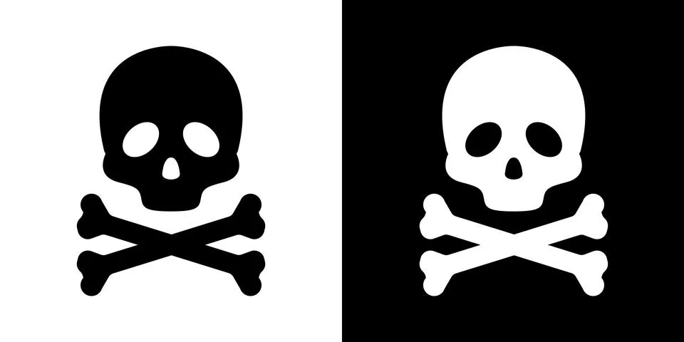 Skull crossbone vector pirate icon logo Halloween ghost graphic symbol Stock Illustration