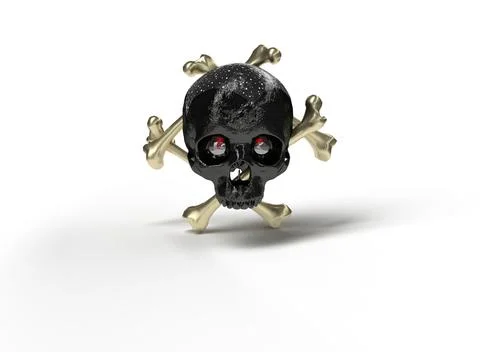 Skull with crossbones behind in white background,3D render Stock Illustration