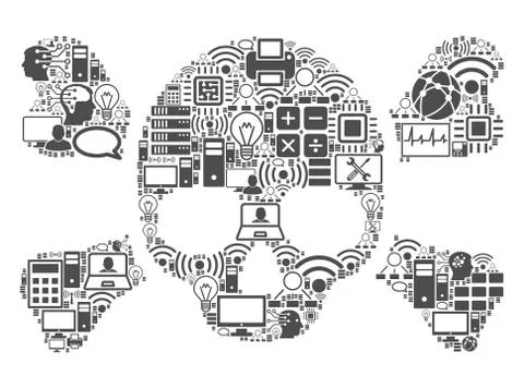 Skull Crossbones Composition Icon for BigData and Computing Ilustração Stock