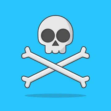 Skull With Crossbones Vector Icon Illustration. Pirate Emblem Stock Illustration