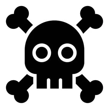 Skull with crossbones vector illustration, solid style icon Stock Illustration