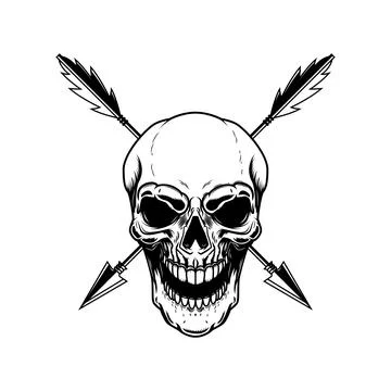 Skull with crossed arrows. Design element for poster, card, banner, emblem,.. Stock Illustration