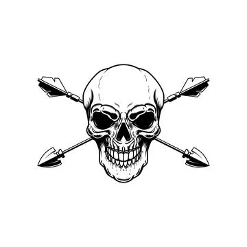 Skull with crossed arrows. Design element for poster, card, banner, emblem,.. Stock Illustration