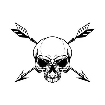 Skull with crossed arrows. Design element for poster, card, banner, emblem,.. Stock Illustration