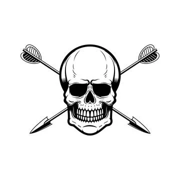 Skull with crossed arrows. Design element for poster, card, banner, emblem,.. Stock Illustration
