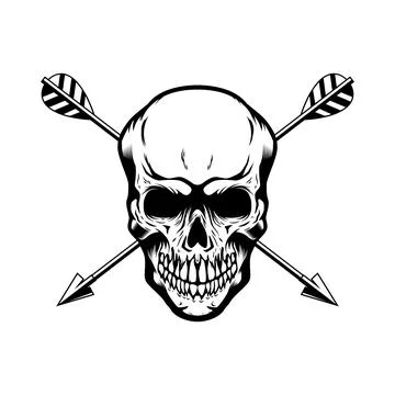 Skull with crossed arrows. Design element for poster, card, banner, emblem,.. Stock Illustration