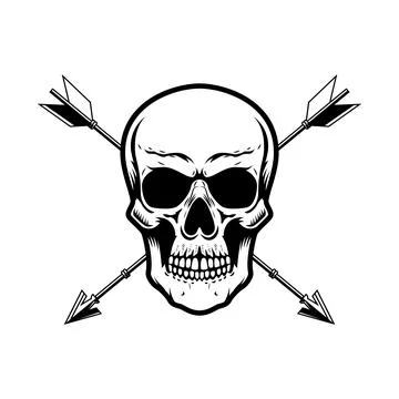 Skull with crossed arrows. Design element for poster, card, banner, emblem,.. Stock Illustration