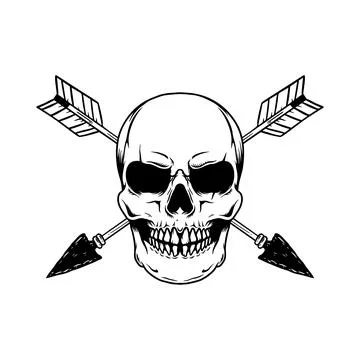 Skull with crossed arrows. Design element for poster, card, banner, emblem,.. Stock Illustration