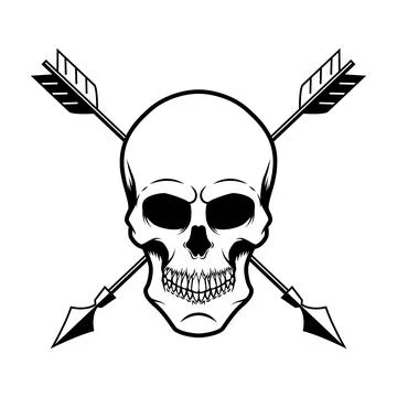 Skull with crossed arrows. Design element for poster, card, banner, emblem,.. Stock Illustration