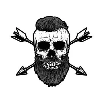 Skull with crossed arrows. Design element for poster, card, banner, emblem,.. Stock Illustration