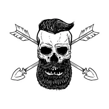 Skull with crossed arrows. Design element for poster, card, banner, emblem,.. Stock Illustration