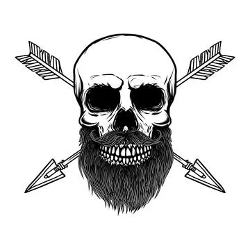 Skull with crossed arrows. Design element for poster, card, banner, emblem,.. Stock Illustration