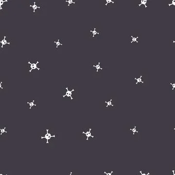 Skull with crossed bones vector flat seamless pattern isolated on black Stock Illustration