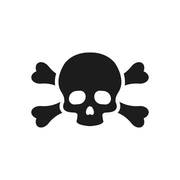 Skull with crossed bones. Vector illustration on withe background. Stock Illustration