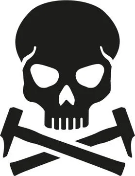 Skull with crossed hammer Stock Illustration