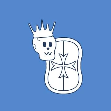 Skull in the crown with shield. Stock Illustration