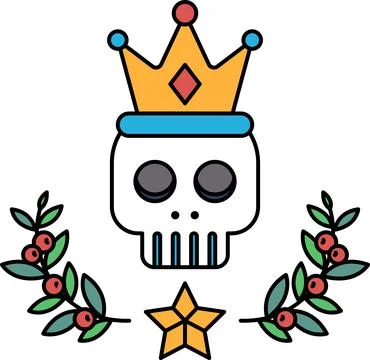 A skull with a crown on top of it Stock Illustration
