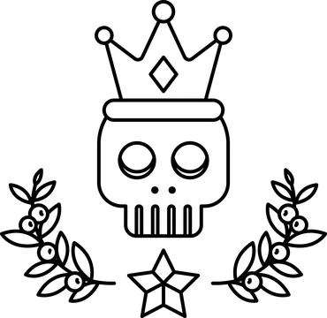 A skull with a crown on top of it Stock Illustration