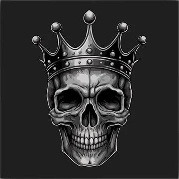 Skull with a crown vector design. Stock Illustration