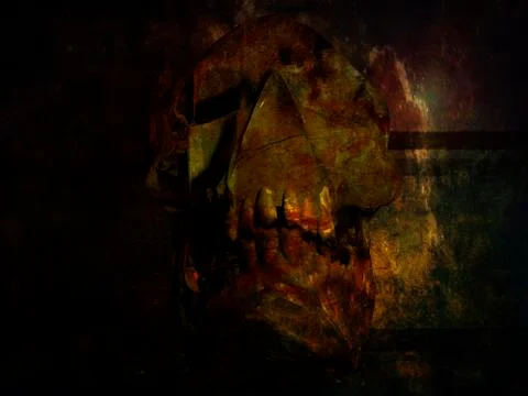 Skull in a crypt Stock Illustration