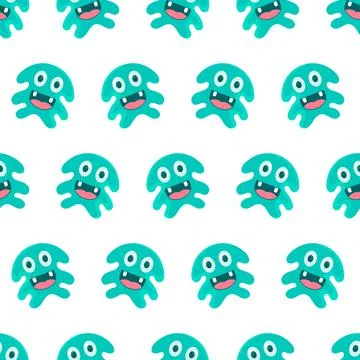 Skull cute monster seamless pattern textile print. repeat pattern background  Illustrazione stock