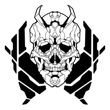 Skull cyber gothic head Иллюстрация