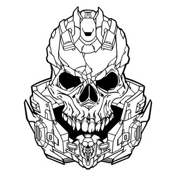 Skull cyber head in suite Иллюстрация