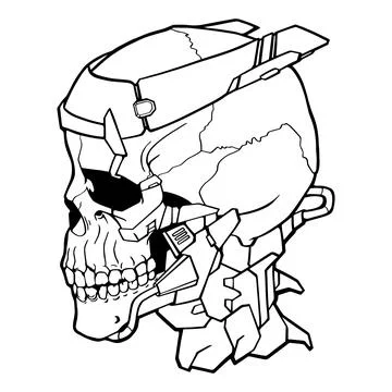 Skull cyber head in suite Иллюстрация