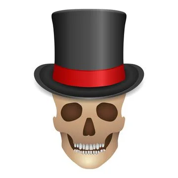Skull with cylinder hat Illustrazione stock