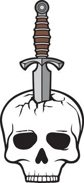 Skull Dagger Knife color Stock Illustration