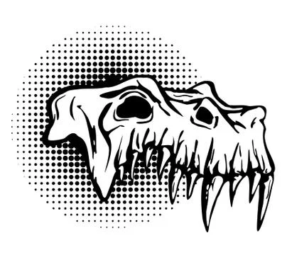 Skull of danger beast with huge fangs. Illustrazione stock