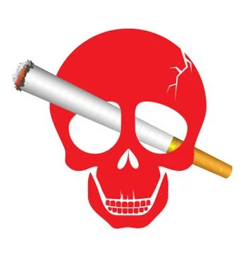Skull danger with cigarette Stock Illustration