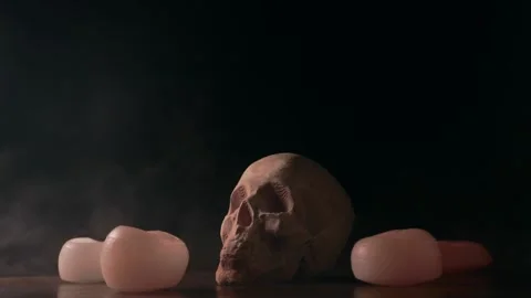 Skull on a dark background with smoke Stock-Footage 134696034