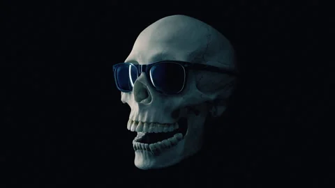 Skull With Dark Glasses Talking Loop Stock Footage 344475348
